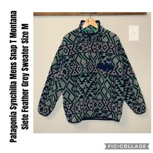 Patagonia Synchilla Mens Snap T Montana Siete Feather Grey Sweater Size M